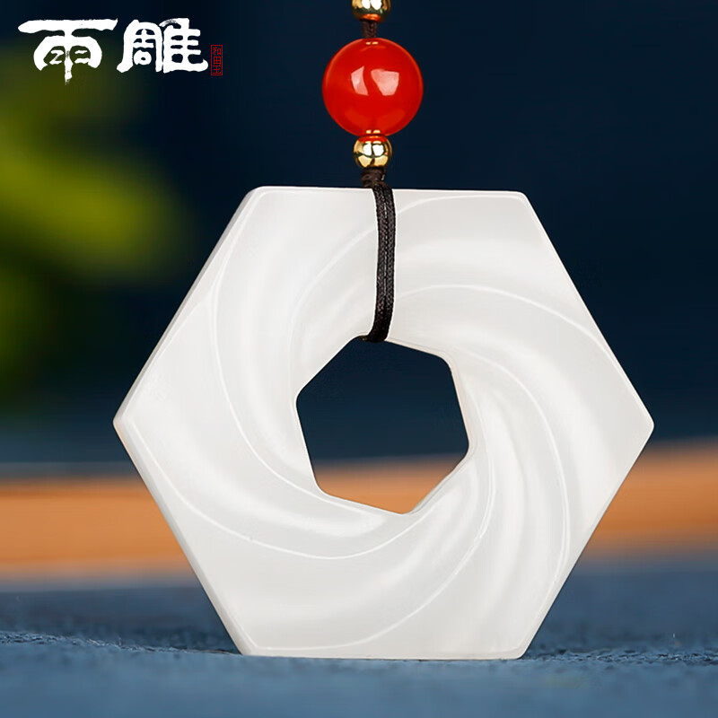 雨雕和田玉时来运转吊坠男女款羊脂玉平安扣玉石专用挂件生日礼物
