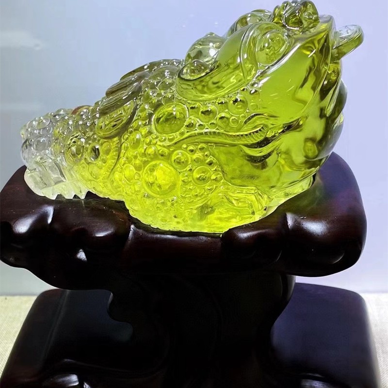 君政收藏款黄水晶金蟾摆件 纯净如水雕工精致家庭内摆放金蟾 黄色