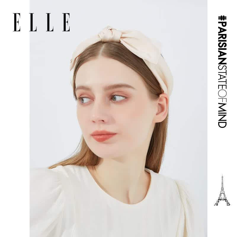 ELLE发箍女生秋冬春夏季时尚发饰高颅顶高级感蝴蝶结情人节礼物 香槟色
