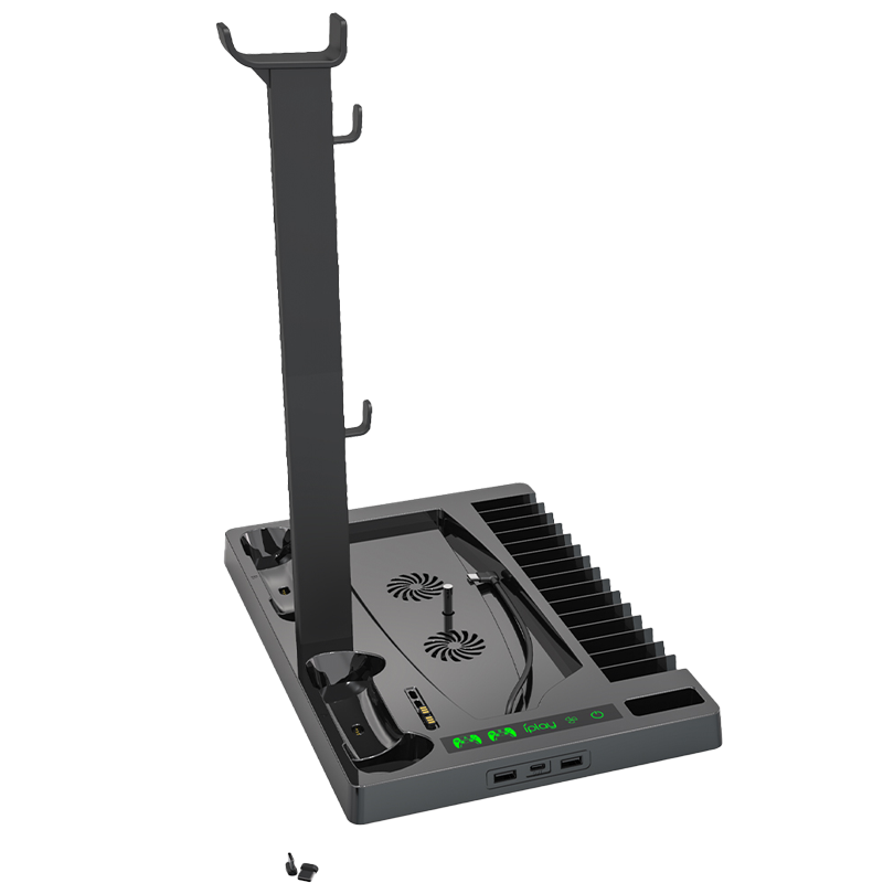 玲魅Linmath PS5游戏主机散热手柄充电底座ps5光驱版数字版主机通用散热风扇收纳支架 HBP271黑色
