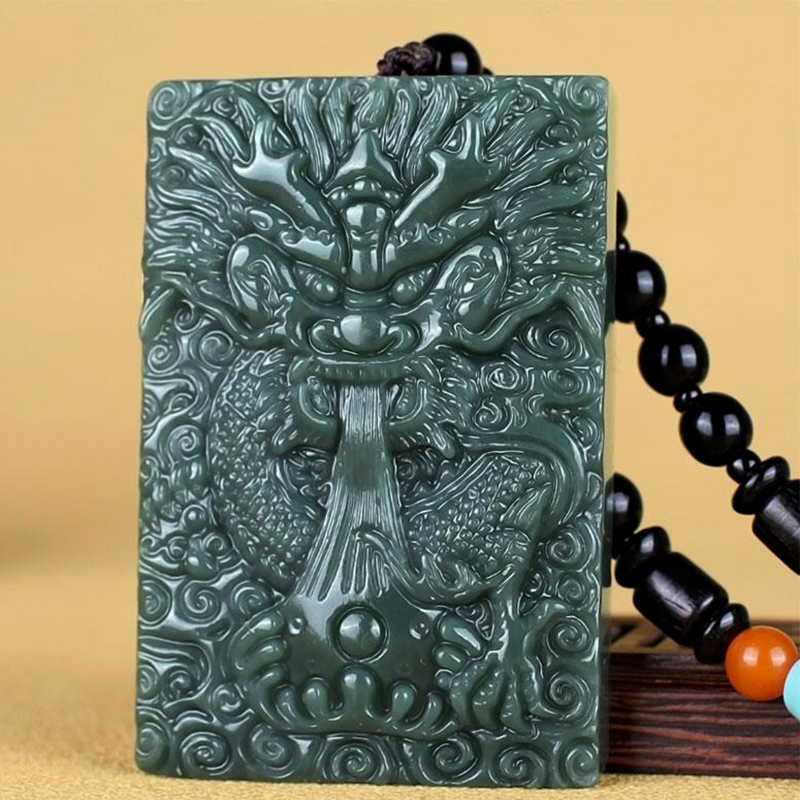 珠宝严选【每日漏】虎薇天然新疆和田玉吊坠青玉生肖龙吐珠挂件玉坠