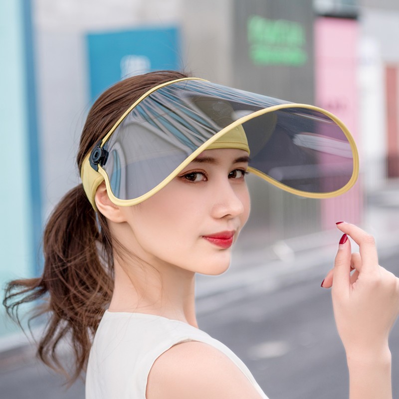 栀锦大镜片遮阳帽夏女士休闲太阳帽防飞沫空顶帽透气大沿帽骑行帽子 黑色 适合56-58cm头围左右