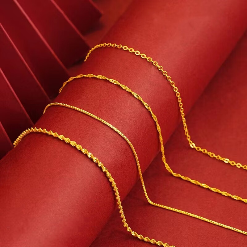 胖东来同款金包银项链肖邦链新款24k黄金女款3d硬金闪 o字链 1.18g