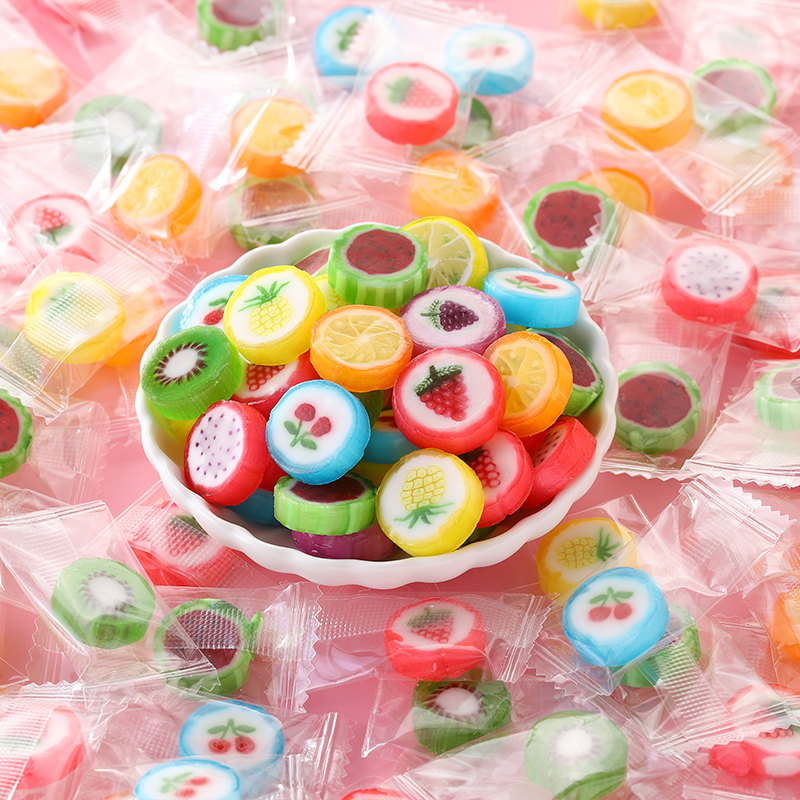 其妙水果切片糖婚庆喜糖500g休闲零食散装小硬糖水果味硬糖 水果切片