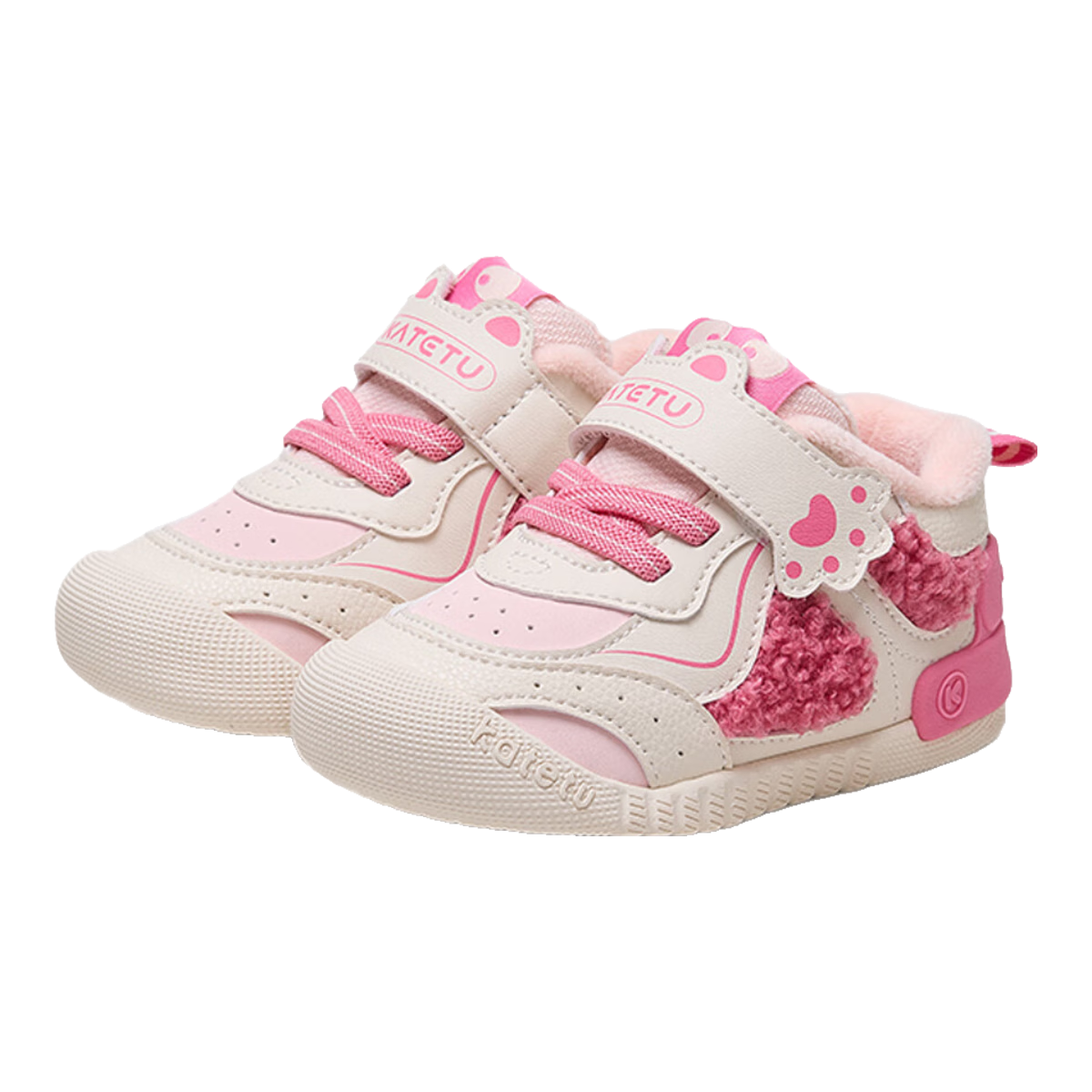 卡特兔宝宝学步鞋宝宝鞋秋冬童鞋婴儿鞋子软底机能鞋加绒加厚儿童棉鞋 白粉 26 内长16.0cm  脚长15.0-15.5