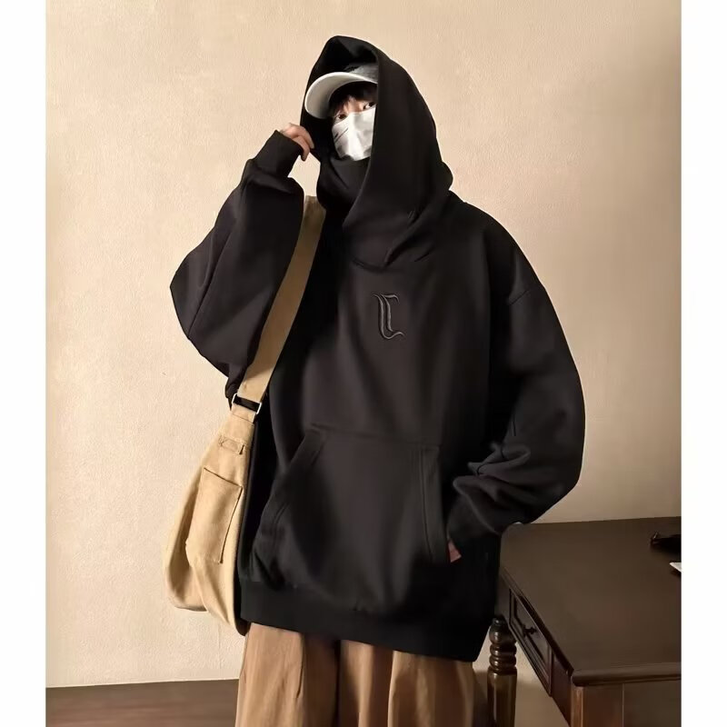 POUM连帽卫衣男女同款社恐i人长袖男套头外穿外套男学生百搭上衣男 CNPW-W103浅灰色 XL