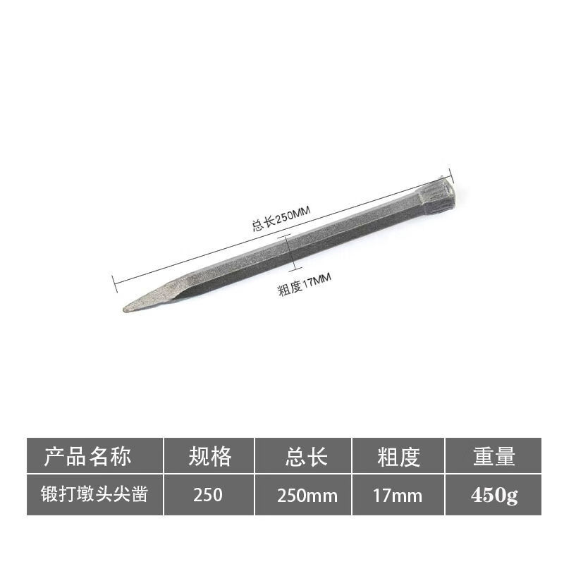 凿子錾子石工凿尖头平头凿子扁凿打石头水泥钢凿石头工具石工钎子 250