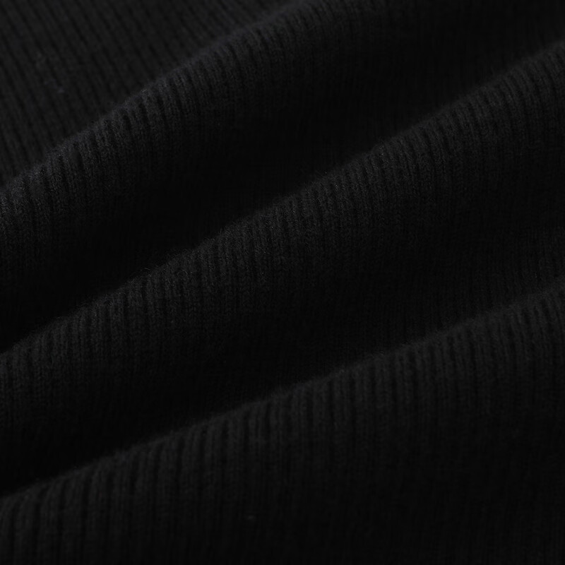 恒源祥弹力修身羊毛衫女冬季新款拉链翻领套头毛衣休闲纯色内搭针织衫女 黑色 XL /175/96A