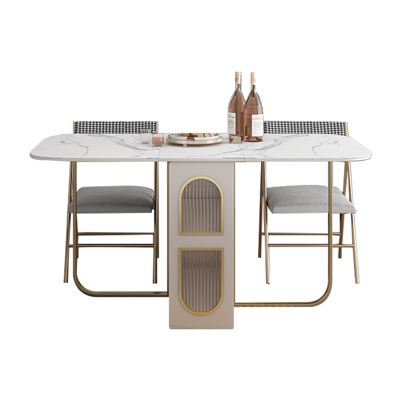 奥左 折叠岩板餐桌椅组合意式轻奢小户型长方形北欧家用二人餐台歺桌吃饭桌子 1.59米折叠餐桌 【进口岩板台面+可折叠设计+进口环保板材】