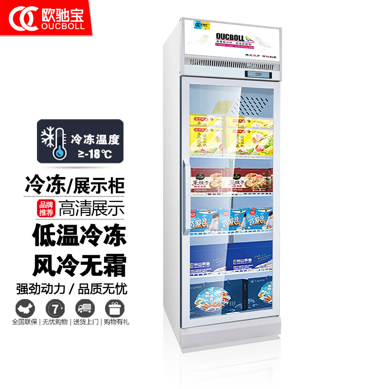 欧驰宝立式冷冻展示柜速冻柜急冻肉类冻品立式冰箱展示低温冷冻柜