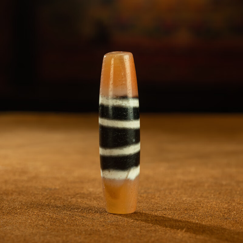 梵胖胖天珠西藏真品千年镶蚀药师三色七线老古珠项链吊坠收藏手把件