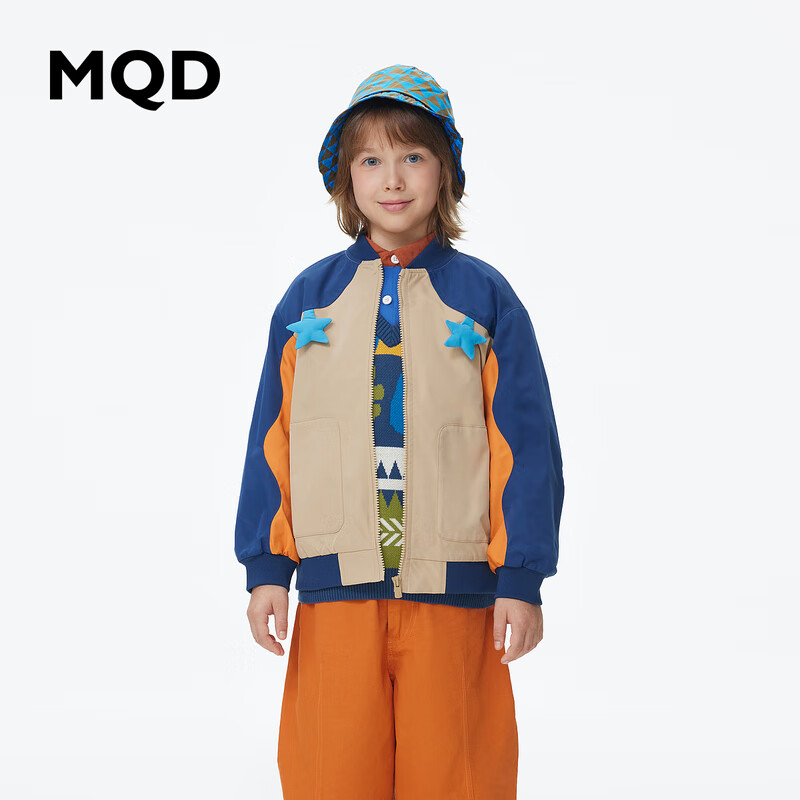 MQD童装男童棒球领外套2023秋装新款儿童立体夹克 藏蓝 120