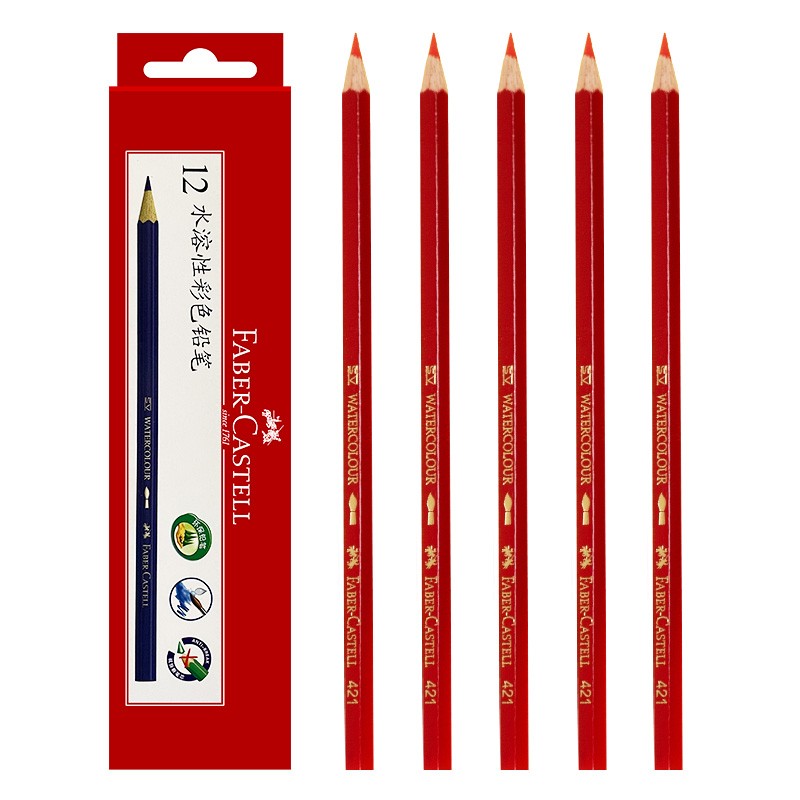 辉柏嘉（Faber-castell）单色彩铅 彩色铅笔 水溶彩铅 12支装 大红色 421