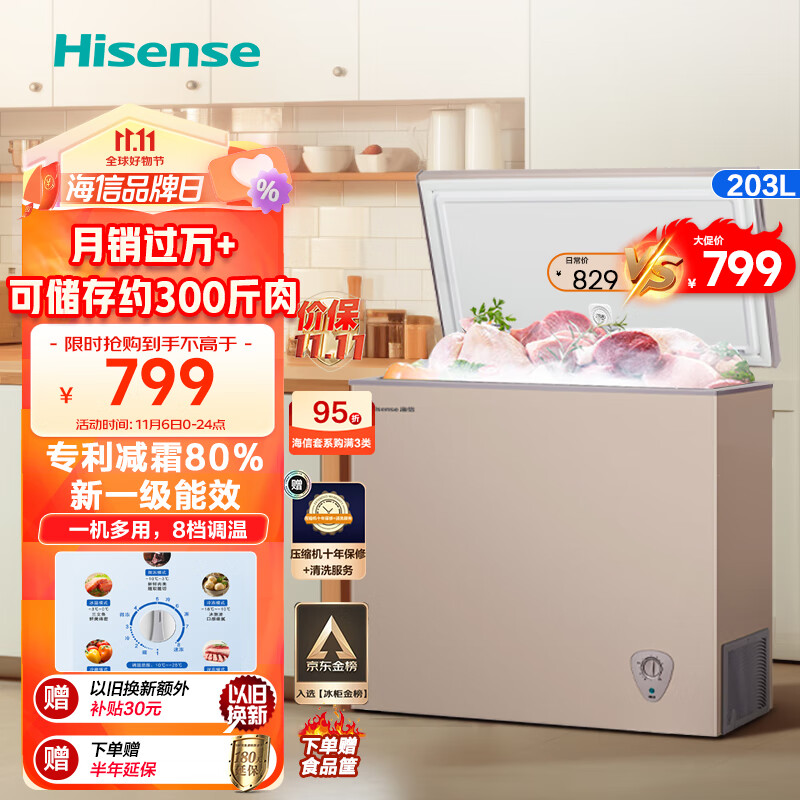 海信（Hisense）203升减霜冰柜家用商用小型冷柜 冷藏冷冻转换囤货母婴 一级能效卧式冰箱BD/BC-203NUD以旧换新怎么样,好用不?