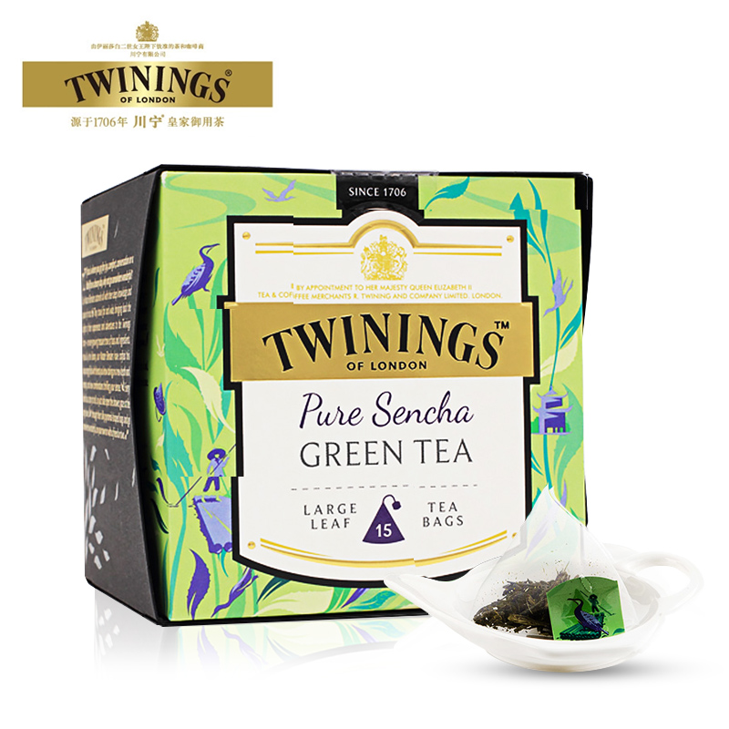 英国川宁(TWININGS) 醇煎绿茶 进口茶叶袋泡三角茶包