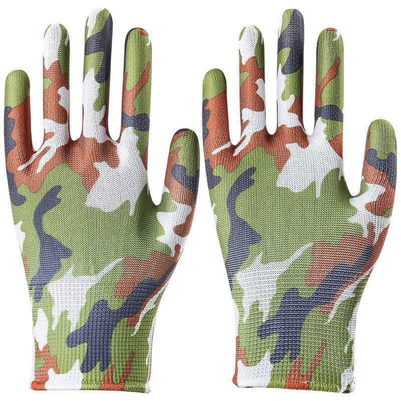 手套夏季尼龙花色针织男女工作干活手套透气薄款采摘农用骑车劳保手套