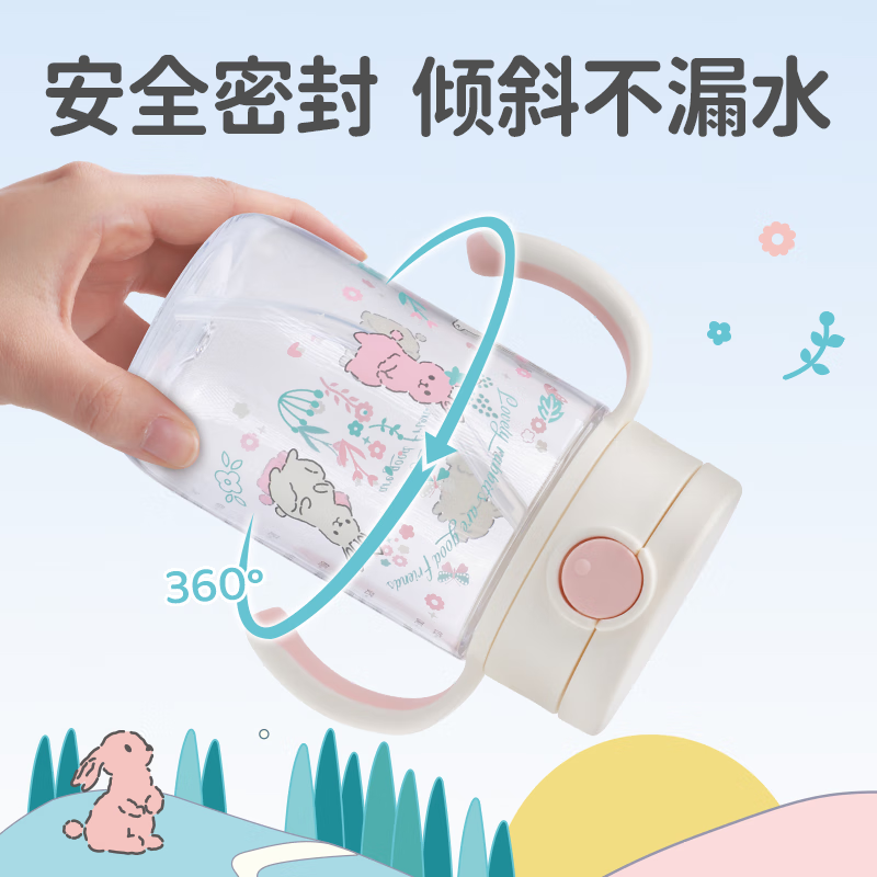利其尔(Richell)星彩水杯儿童吸管杯透透杯外出小孩宝宝喝水杯子奶瓶学饮杯大容量 小兔吸管杯 (24年新款) 450ml