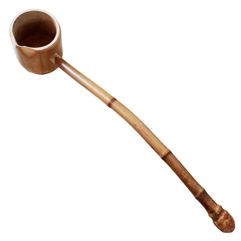 麟酷勺子长柄40厘米 原竹勺纯竹制水勺竹汤勺竹子舀水勺竹水瓢擂茶勺