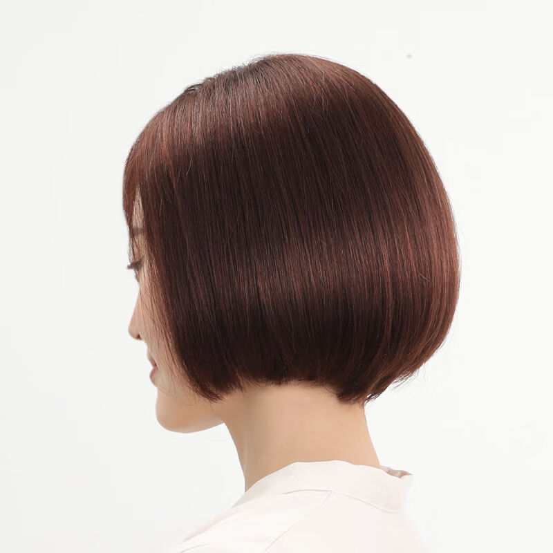 假发女波波头圆脸内扣全头女士假发套短发直发自然修脸bobo头 深棕色