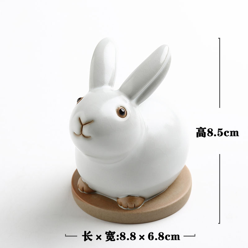 兔子摆件客厅办公桌面房间布置装饰品可爱创意小摆设 月白色 吉祥兔