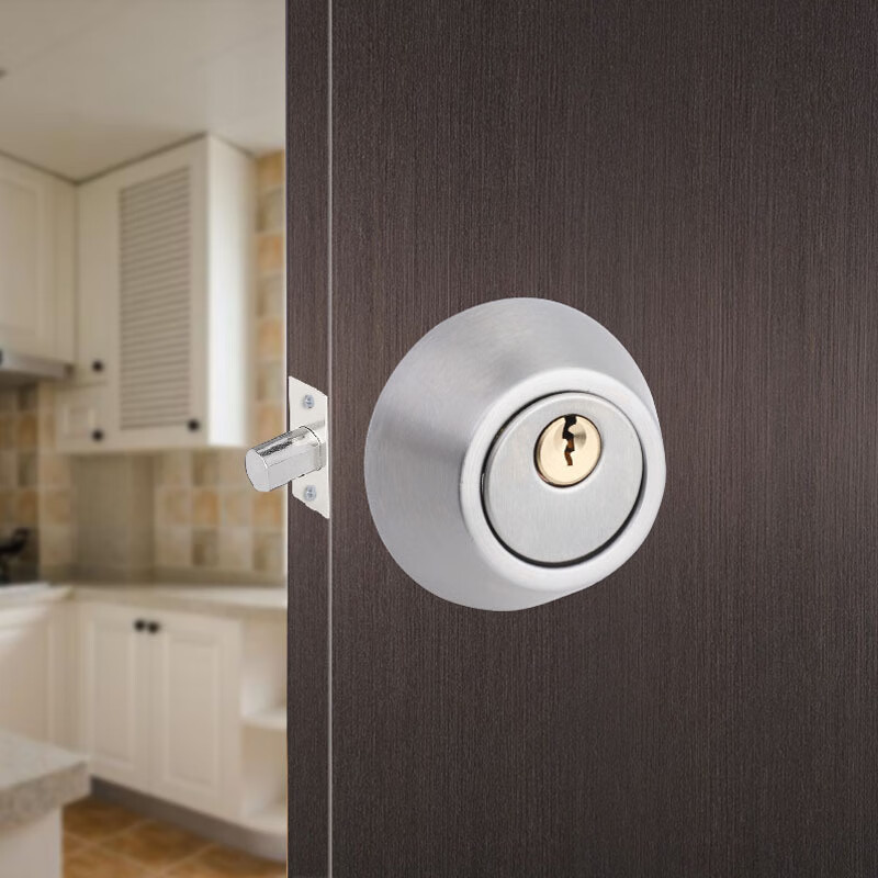 莱佑不锈钢暗锁通道防盗门辅助背景墙圆形简约隐形门锁 不锈钢闭锁铜