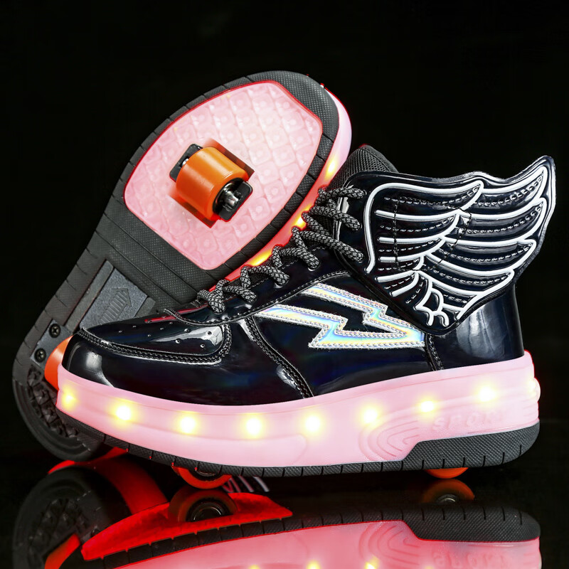 戴邦暴走鞋男学生变形鞋男女童双单轮代步滑轮成人儿童爆走鞋带轮子鞋