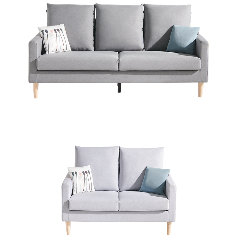 全友家居 沙发 现代北欧3C软弹座靠仿棉麻可拆洗多规格大小户型客厅布沙发102611 布艺沙发(三人位)