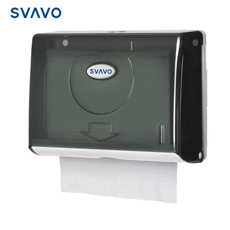 瑞沃（SVAVO）壁挂式擦手纸盒 免打孔抽纸盒 酒店厨房吸油抽纸盒卫生间抹手纸盒 V-620 透明茶 擦手