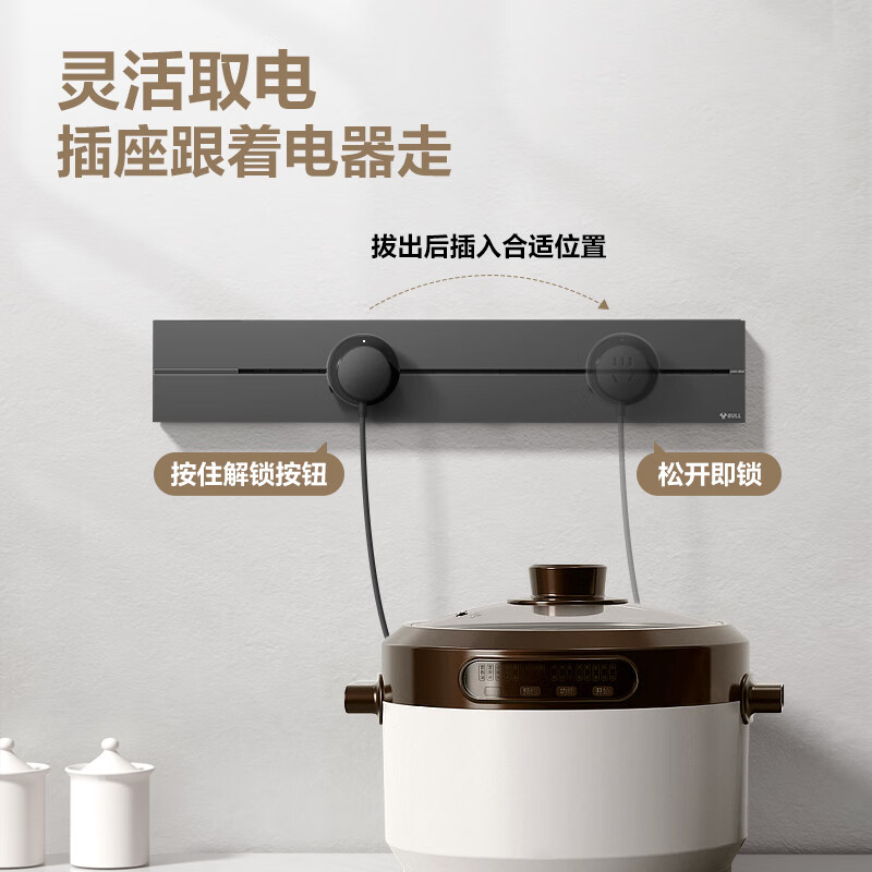 plus会员：BULL公牛 大师轻薄款 可移动墙壁插座40cm升级+2个五孔
