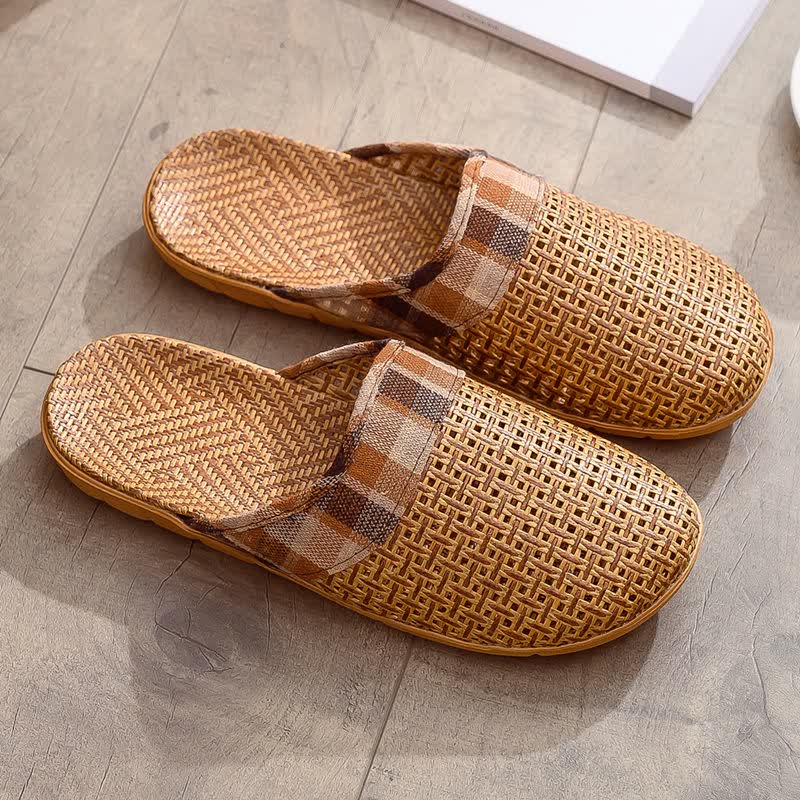 簇拥麻鞋甘谷草鞋男汗脚拖鞋纯色手工透气包头藤草编织凉拖鞋夏天男女