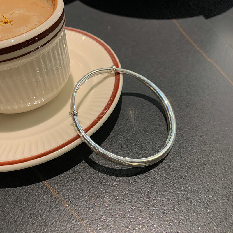 筱惠925纯银复古英文字母手镯女ins小众设计做旧光面气质简约清新 sl