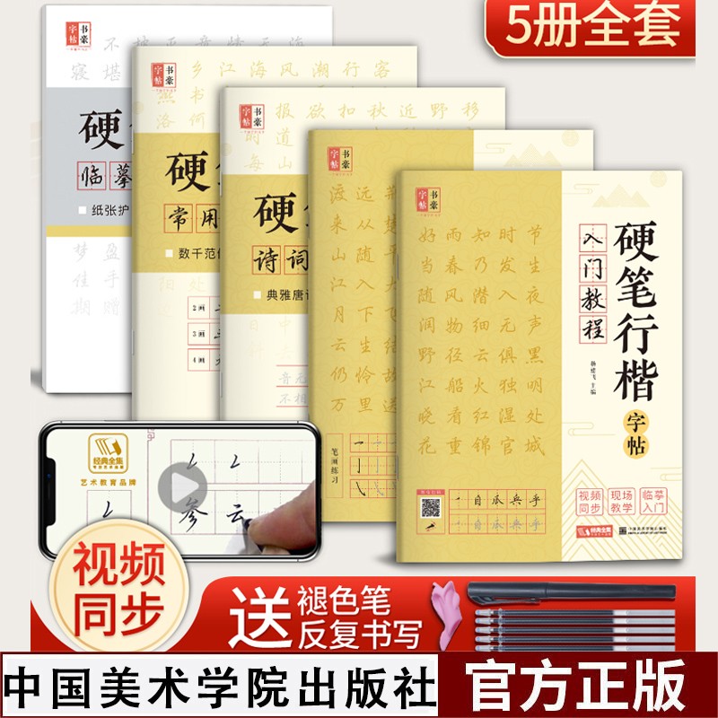 硬笔书法练习字帖【5册】硬笔行楷字帖 入门教程行楷一本通 学生钢笔字帖 临摹描红手写体