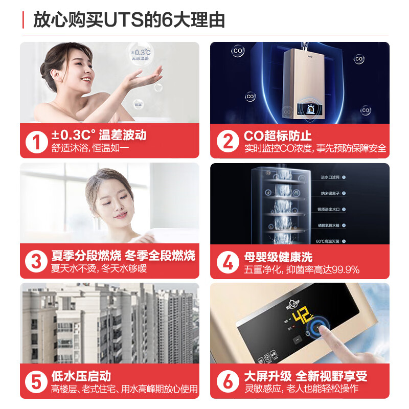 海尔（Haier）13升燃气热水器天然气水气双调智能恒温多重防冻五重净化金色家用JSQ25-13UTS(12T)