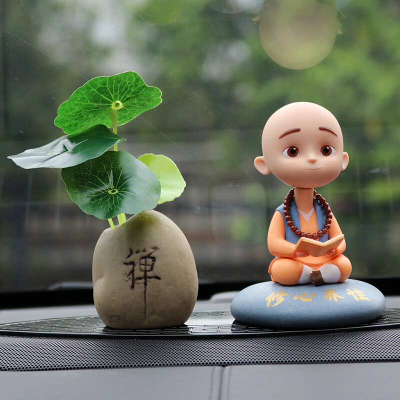 sivir网红汽车载摆件动漫车上车内中控台饰品摇头一禅小和尚 修心养性
