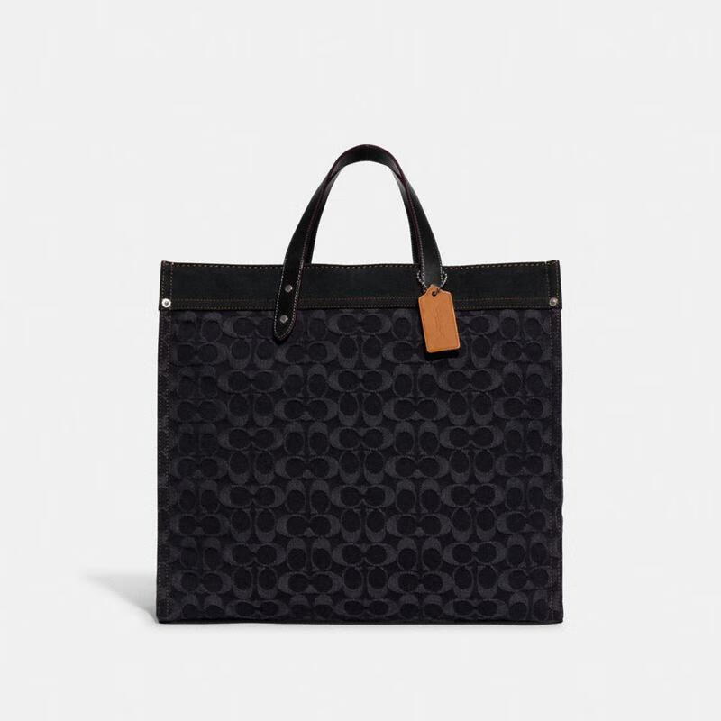 蔻驰(coach)field tote 40 复古老花 男士时尚休闲牛仔托特包 cg023