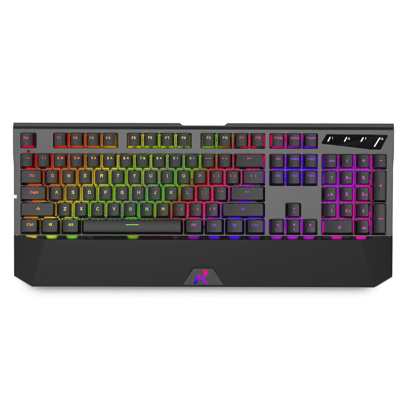 RK K956灵耀机械键盘有线游戏键盘104键LOL吃鸡键盘笔记本键盘大手托RGB背光键盘黑色茶轴