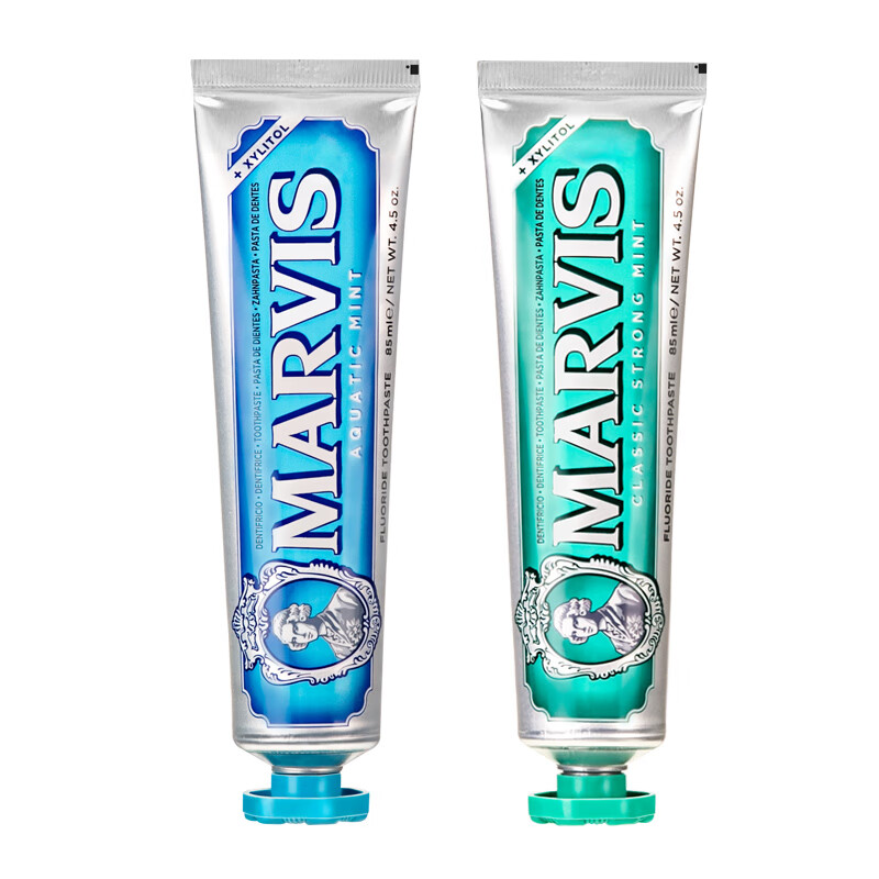 marvis玛尔斯亮白去渍轻奢薄荷牙膏85ml*2支装 清新去渍美 玛尔仕