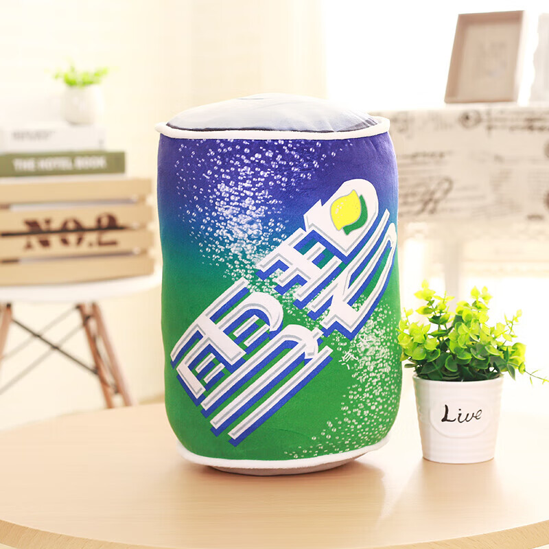 食物抱枕创意仿真零食吃货薯片抱枕长枕头靠垫毛绒玩 荧光绿 雪碧30cm