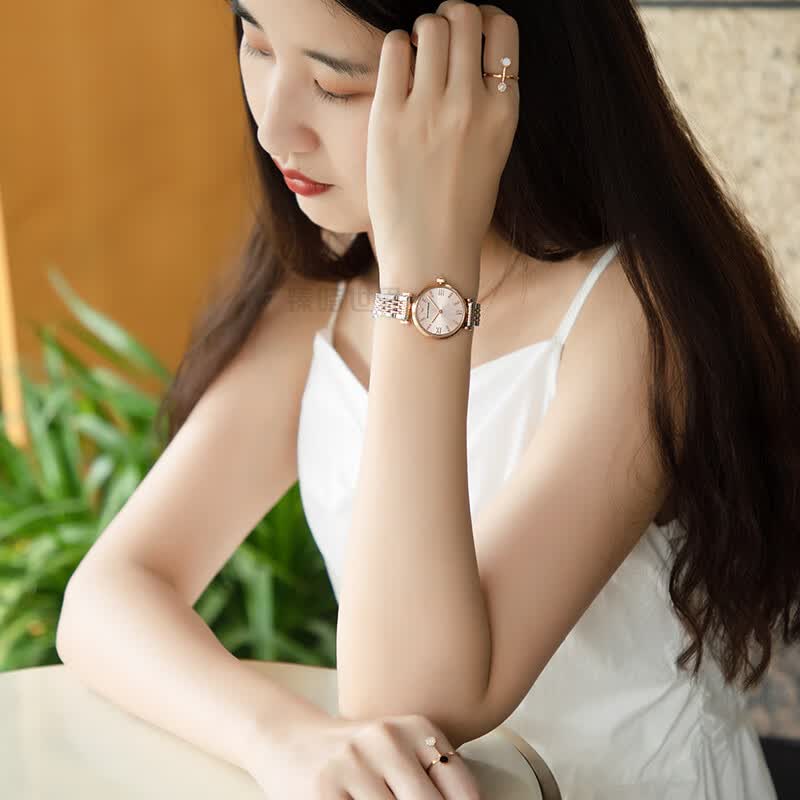 EMPORIO ARMANI阿玛尼手表女士欧美表石英时尚商务钢带腕表情人节520礼物送女友 满天星撞色AR11223【店长力荐】