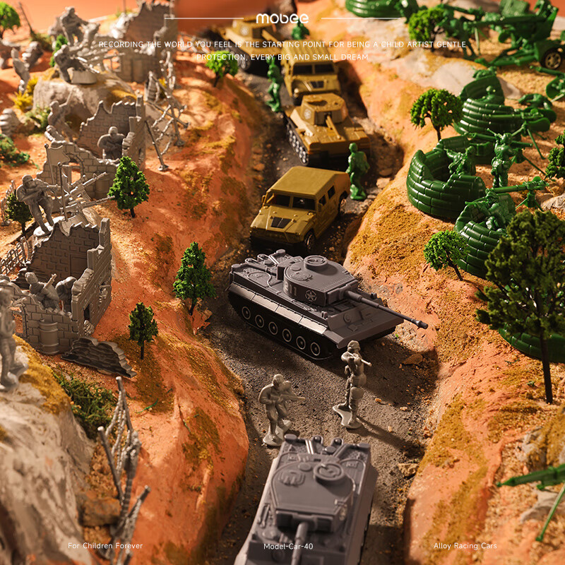 mobee兵人套装海陆空军事模型玩具男孩阵地沙盘小士兵对战儿童生日礼物 火线穿越兵人礼盒;模拟打仗 大收纳空投装 附军事地图 直升机航母潜水艇驱逐舰坦克战斗机