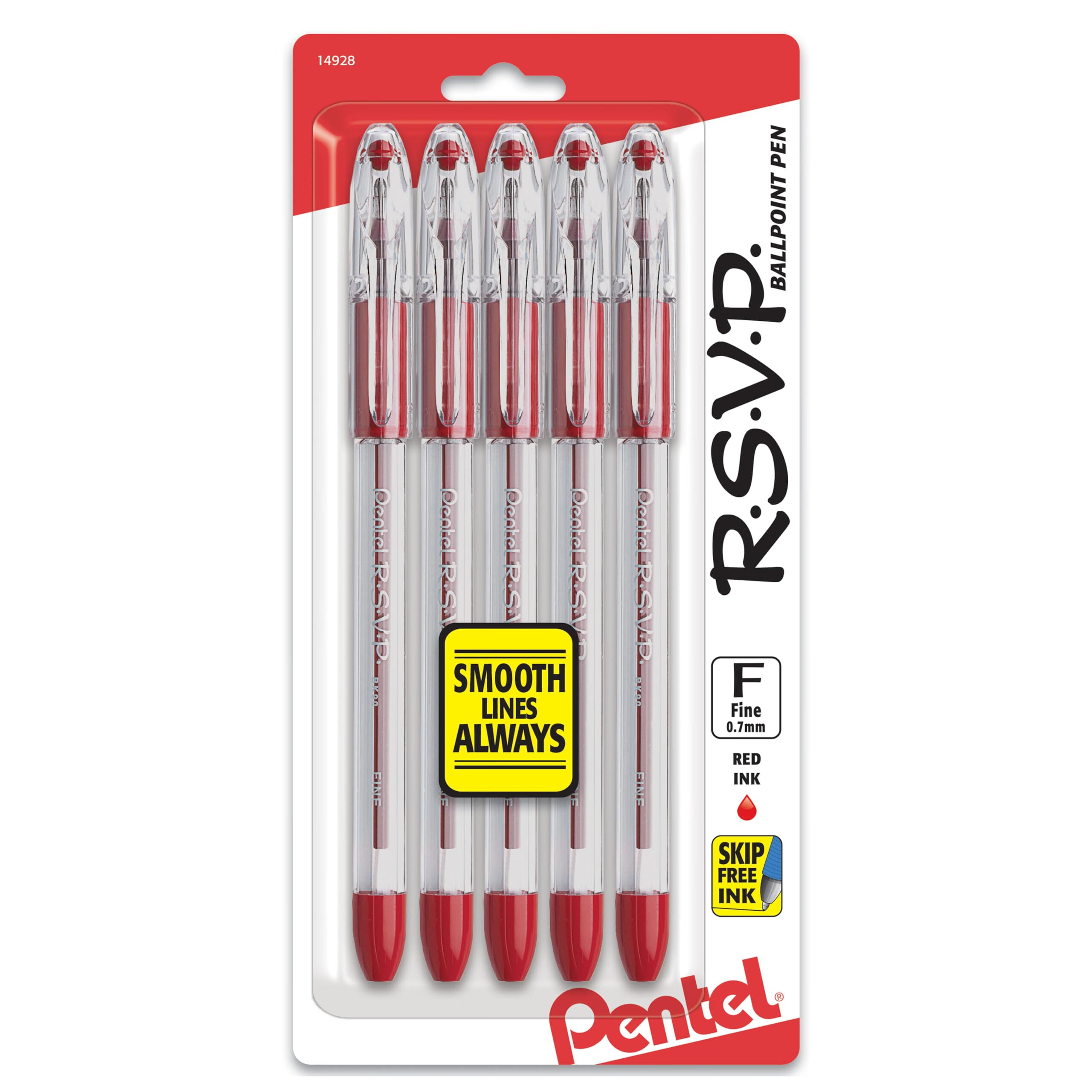 派通（Pentel ） RSVP红色圆珠笔 0.7mm细字 办公学习文具