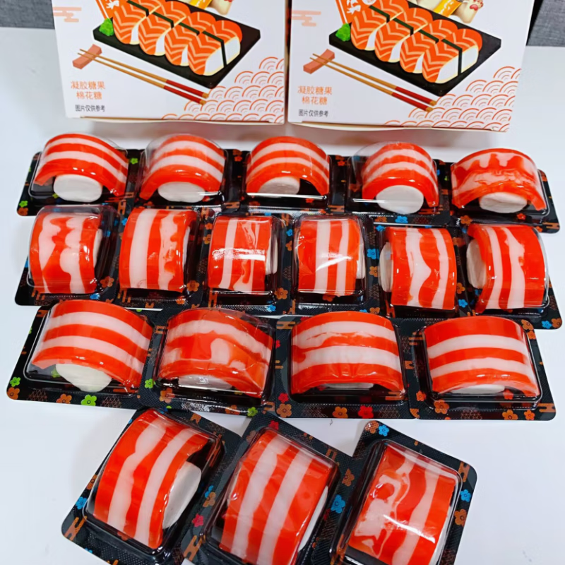 刺身寿司软糖棉花糖组合造型休闲小零食三文鱼造型软糖零食可爱糖