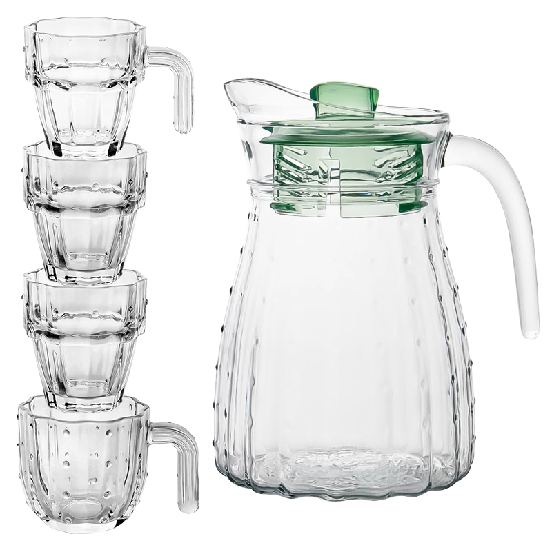 乐唯诗 玻璃水杯仙人掌叠叠杯花茶果汁杯热饮客厅创意可堆叠装饰冷水杯 仙人掌杯碗【墨绿色】两件套