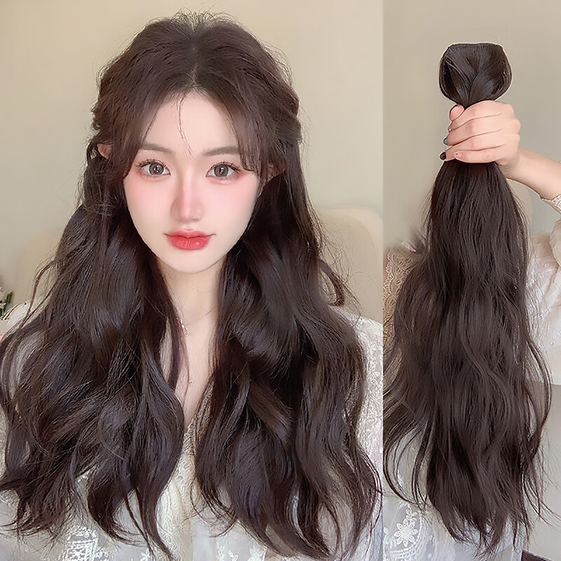 ����һƬʽU�ͼٷ�Ƭ Ů����΢��������Ȼ�ӷ�Ƭ���ɷ����ڿۼٷ�Ƭ һƬʽ���˾� ��ǳ��ɫ�� 50cm