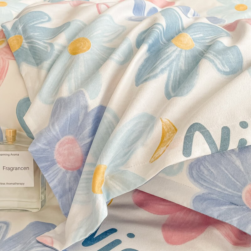 多兰诗（Duolanshi）春秋加厚四件套 ins四件套花卉田园风格床单被套四件套 美好花语 2.0米四件套（被套200*230cm）