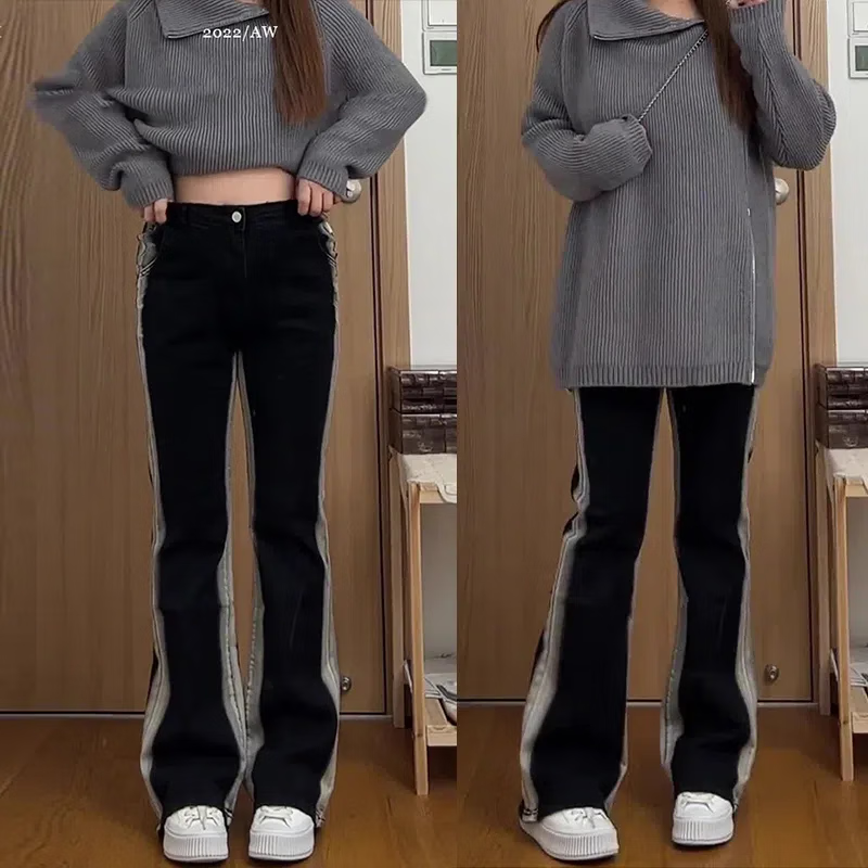 刚拓者(gangtuozhe)裤子女宽松腿粗大码秋冬季梨形身材腿肥大码胖mm梨