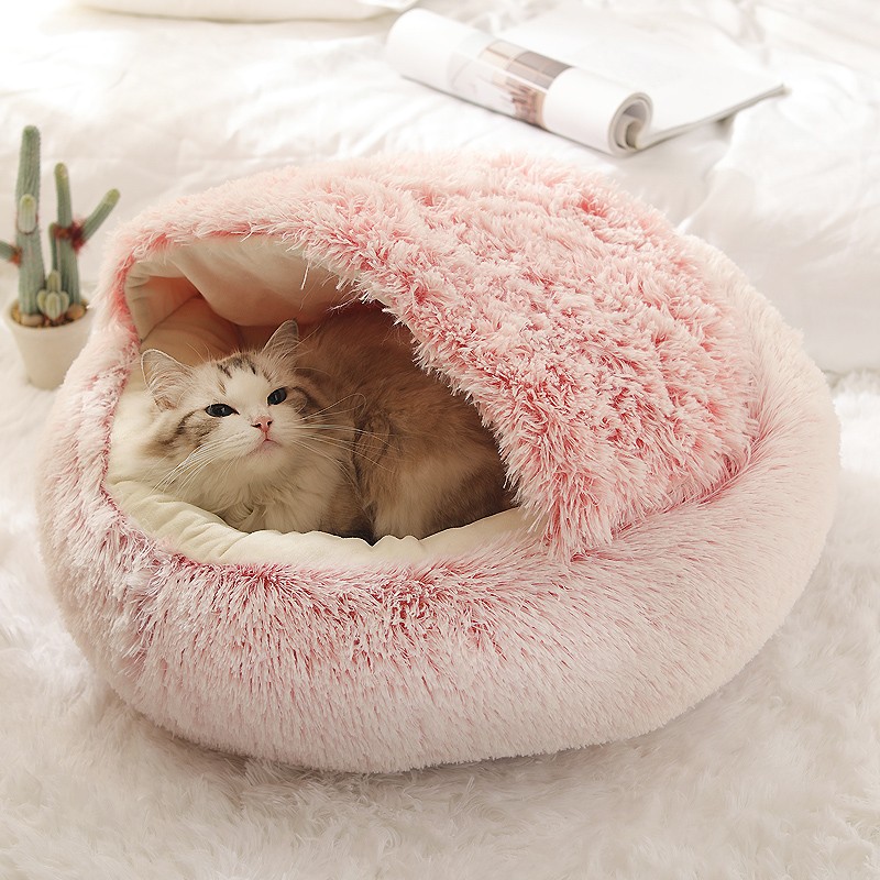 KimPets猫窝四季通用宠物小猫咪屋被子冬季保暖猫狗窝冬天用品封闭式猫床 柔制水晶绒（樱花粉） 柔软包裹 直径40cm，适合10斤内宠物使用感如何?