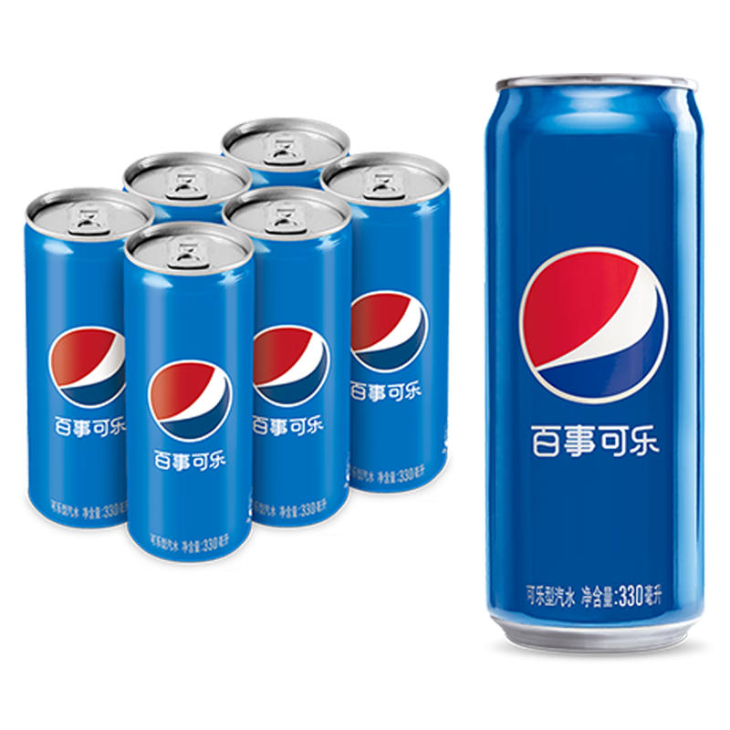 plus会员、需抢券:百事可乐 Pepsi 碳酸饮料 330ml*6听