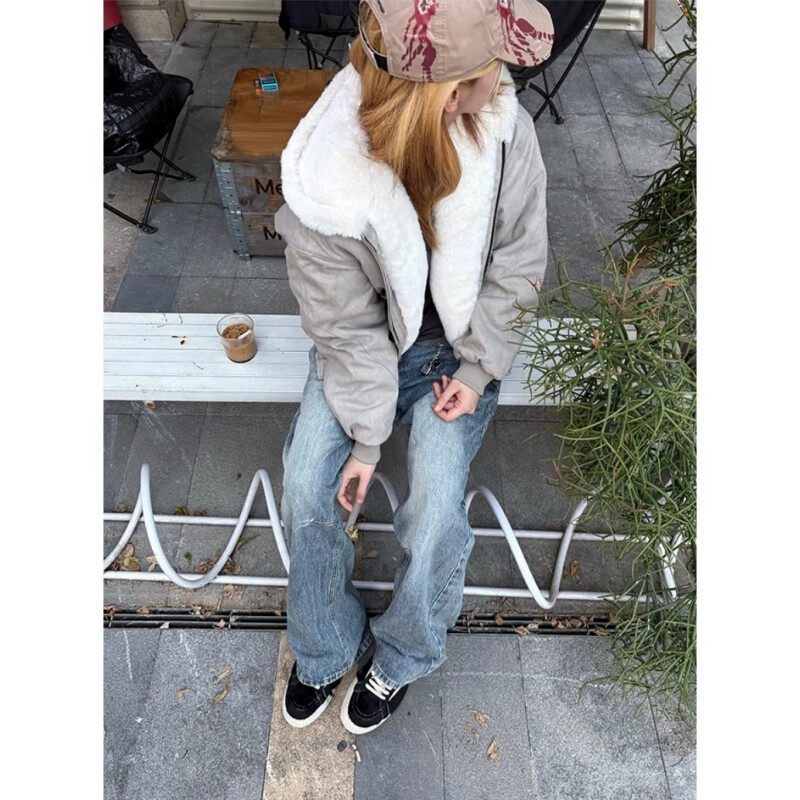 黑盒白座山雕大理石麦灰夹克男士冬季潮牌美式加绒加厚保暖情侣连帽外套 SRDD-W266大理石麦灰 加绒 XL 【135-155斤】