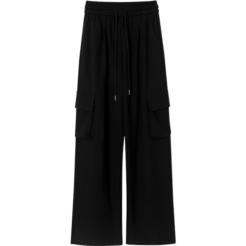 貝茲曼廣場舞服裝女褲口袋工裝褲休閑運動長褲棉百搭顯瘦春秋季新款 黑色工裝褲 XL (125斤-145斤)